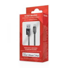 DREAMGEAR - 10 FT BRAIDED CHARGE & SYNC CABLE - BLACK