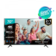  Hisense TV | 70" | H6500G | Smart 4K Ultra | HD LED 3 |  HDMI | Ports 2 USB | Port Android OS |  ATSC | Negro