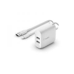 BELKIN | WALL CHARGER | DUAL USB | A W 1M | PVC A LTG | 24W | BLANCO