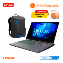Lenovo Legion 5 | AMD Ryzen 5 5600H 3.3Ghz | 16GB Ram | 512GB SSD | 15.6" | Windows 10 Home | Negro + MSO 365 personal | Incluye Mochila Lenovo